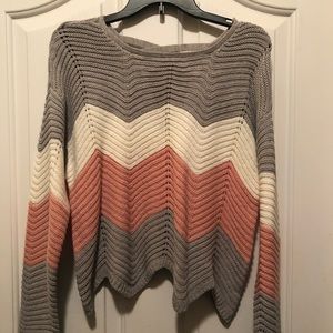 Gorgeous Pink, Cream and Gray Sweater size Medium.